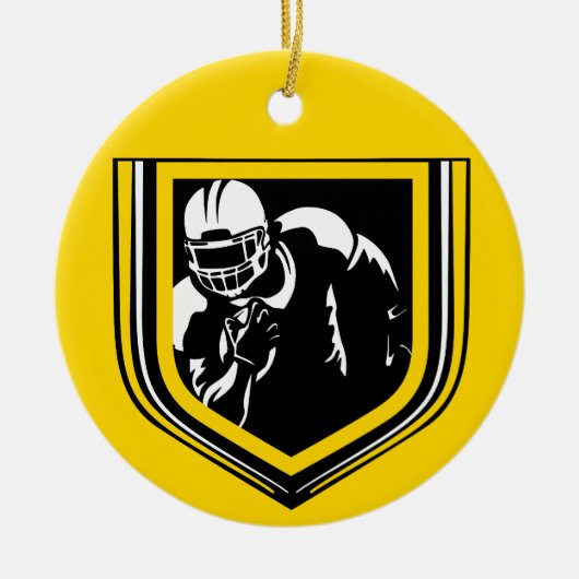 Football Kerst Zwart en Goud Ornament (Voorkant)