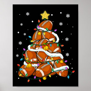 Football Kerstboom Lights Santa Xmas Sport Me Poster