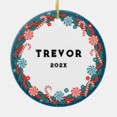 Football kerstcadeau keramisch ornament (Achterkant)