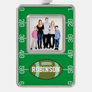 Football kerstkerst verzilverd kader ornament