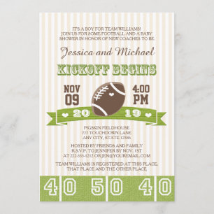 FOOTBALL KICKOFF KOPPELS BABY SHOWER KAART