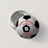 Football Kinderen Naam Birthday Button (Voorkant /achterkant)