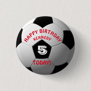 Football Kinderen Naam Birthday Button