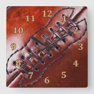 Football KLIK als  Football wanddecor Vierkante Klok