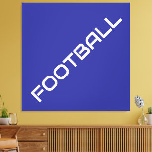 FOOTBALL Leuke strakke witte schuine tekst op diep Canvas Afdruk