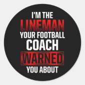 Football Lineman Hot-offensieve defensieve speler Ronde Sticker (Voorkant)