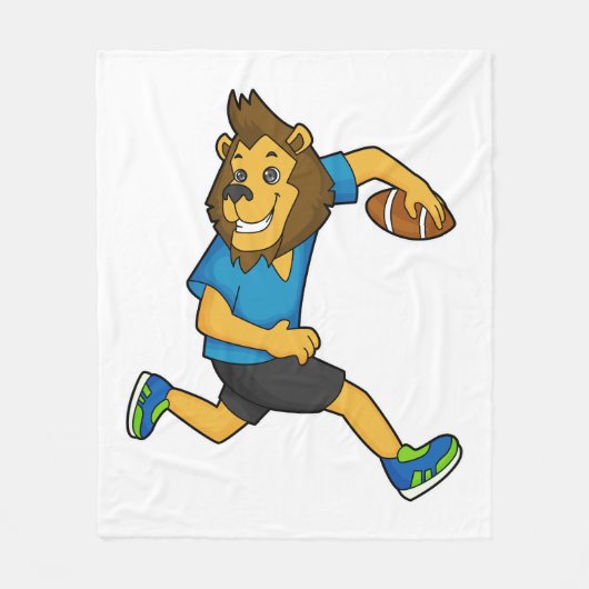 Football Lion Rugby-speler Fleece Deken (Voorkant)