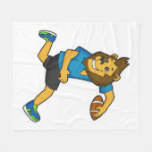 Football Lion Rugby-speler Fleece Deken (Voorkant (Horizontaal))