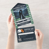 Football Match Ticket met QR Code RSVP Wedding All In One Uitnodiging (Afscheurbaar)