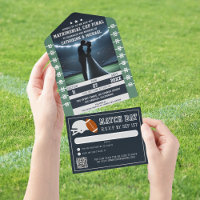 Football Match Ticket met QR Code RSVP Wedding