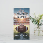 Football Match Ticket met QR Code Wedding Save The Date (Staand voorkant)
