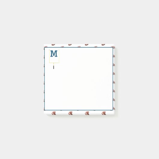 Football met monogram thema post-it® notes (Voorkant)