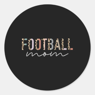 Football Mom Gifts Luipaard Print Football Mama Mo Ronde Sticker