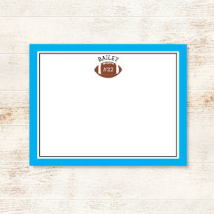 Football naam & nummer blauw briefpapier notitie K Notitiekaartje