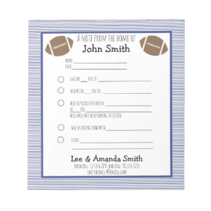 Football Navy Pinstripe School Nota Pardon 1 Notitieblok