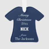 Football Navy, Silver & White Jersey Ornament (achterkant)