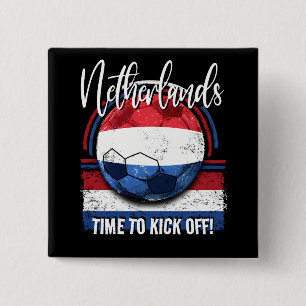 Football Nederlandse Vlag, noodlijdend Voetbal Vierkante Button 5,1 Cm