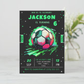 Football Neon Anniversaire Invitation (Debout devant)