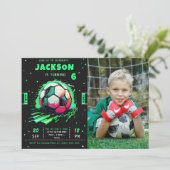 Football Neon Anniversaire Photo Invitation (Debout devant)