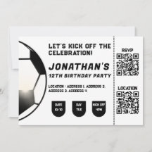 Football Noir & Blanc Thème Invitation