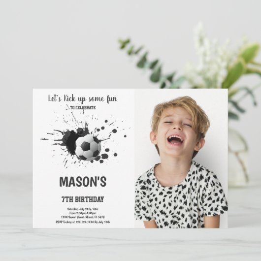 Football noir Enk Invitation à l'anniversaire avec (Debout devant)