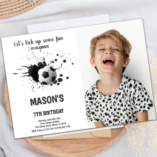 Football noir Enk Invitation à l'anniversaire avec