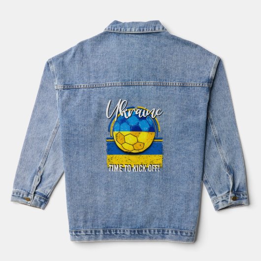 Football Oekraïense vlag, Retro Voetbal Denim Jacket (Achterkant)