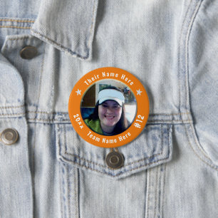 Football of Athletic Sport Spirit Foto Oranje Ronde Button 7,6 Cm