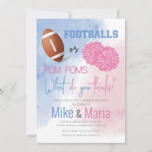 Football of Pom Poms genderonthullen uitnodiging