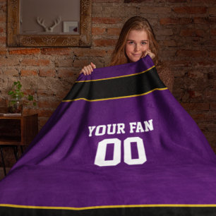 Football Paarse & Zwart Gepersonaliseerd Fleece Deken
