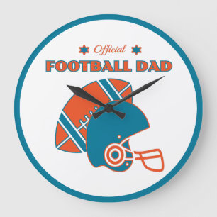 Football pap houdt van oranje blauw vintage grote klok