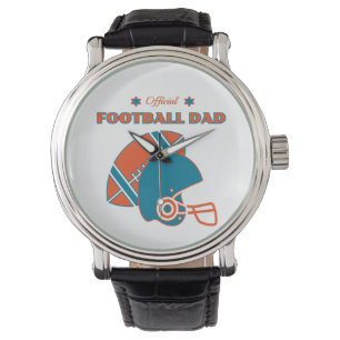 Football pap houdt van oranje blauw vintage horloge