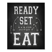 Football PARTIJ KLAAR EAT Sign Chalk Print