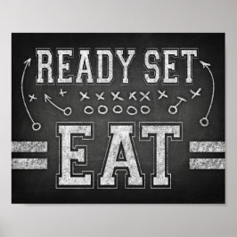 Football PARTIJ KLAAR EAT Sign Chalk Print