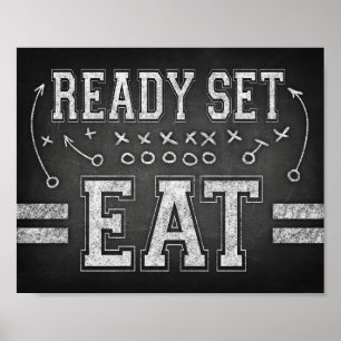 Football PARTIJ KLAAR EAT Sign Chalk Print