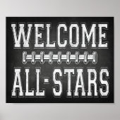 Football Party WELCOME ALL-STARS Sign Chalk Print (Voorkant)