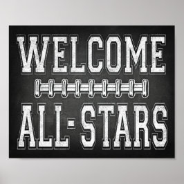 Football Party WELCOME ALL-STARS Sign Chalk Print