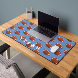 Football Pattern, personaliseer Vette Naam op Blau Bureaumat