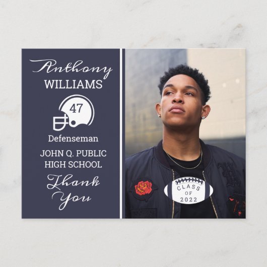 Football Photo Blue | Carte postale Blancs (Devant)