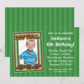 Football photo Invitations vertes de la fête d'ann (Devant / Derrière)