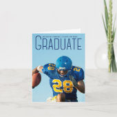 Football Player Afstuderen Photo Blue Script Aankondiging (Voorkant)