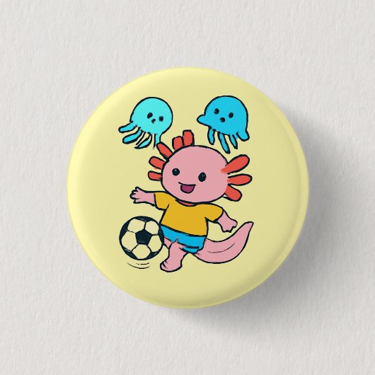 Football player axolotl button (Voorkant)