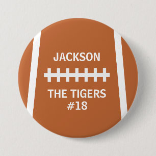 Football Player Ball Cool Custom Team en Number Ronde Button 7,6 Cm