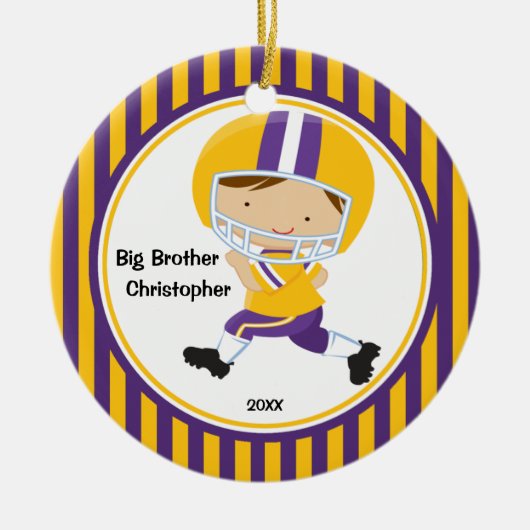 Football Player Big Brother kerstversiering Keramisch Ornament (Voorkant)