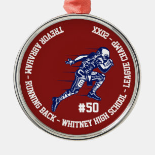 Football Player Champion Monogram Team School Metalen Ornament