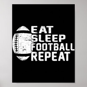 Football Player Eat Sleep Football Herhaal Liefde  Poster