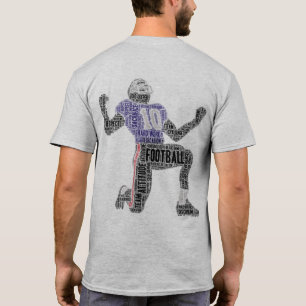 Football Player Helmet Word Art Team Vooraan T-shirt