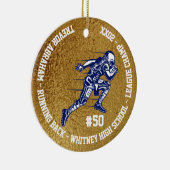 Football Player Monogram Team School Faux Gold Keramisch Ornament (Rechts)