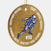 Football Player Monogram Team School Faux Gold Keramisch Ornament (Links)