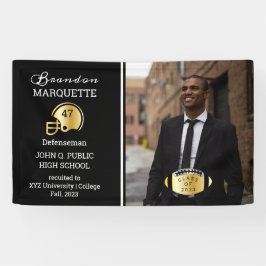 Football Player Photo Black | Goud Afstuderen Spandoek